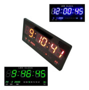 Digital LED Väggklocka Blå Röd Grön Temperatur Datumvisning