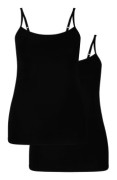 Bamboo basics 2P Vera Knitted Spaghetti Top Svart Medium Dam