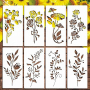 Large Floral Pattern Stencils for Garden Fence, Reusable Painting Stencils, 8 Pcs