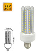 E27 20W LED-lampa, kallvit 6500K, varmvit 3000K, naturlig 4000K, 4u03t