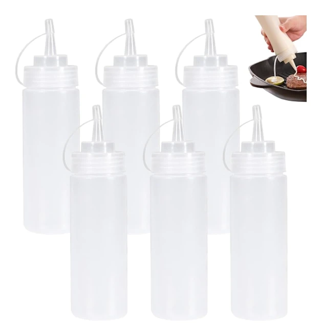 6 pcs 8 oz Spice Bottle, Sauce Bottles, Plastic