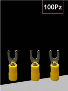 Set 100 st Gaffelkabelskor för kablar 4 till 6 mm² Isolerad M4 Sv5.5-4 Gul