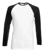 Fruit Of The Loom Herr Långärmad Baseball T-Shirt M Vit/Svart White/Black White/Black M
