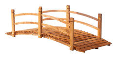 Träbågsbro 185x72x58 cm med ledstång, trädgårdsbro för uteplatsdekoration, 200 kg lastkapacitet, naturlig