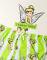 Tinkerbell Pyjamas för kvinnor/damer, kortärmad, lång pyjamasuppsättning M Vit/ White/Green M