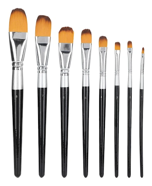 8 Styck Artist Paint Brush Set Nylon hårborstar för olje-/akryl-/akvarellmålning