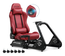 Simracing-cockpit - GTS03 - Rattställ för PC - Med högtalare - Pedalhylla - Vinröd