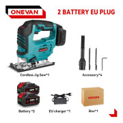 Elektrisk sticksåg - Sladdlös borstlös - 1000 W - 3500 rpm - 2 batterier + EU-laddare - Ljusgrön