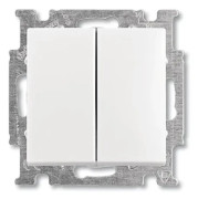 ABB-basic55 Dubbel tryckknapp, vit blank, 10A, 1 modul, levereras med nycklar