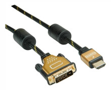 ROLINE 11.04.5890 videokabeladapter 1 m HDMI DVI Svart, Guld