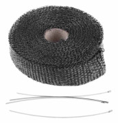 5M Bitumen Isoleringsband Avgasvärmeomslag med 4 Buntband i Rostfritt Stål Svart