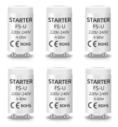 Förpackning med 6 FSU-startare för 4-80W lysrör, 220-240V AC, UV-lampstartkontrolltillbehör