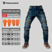 Nya Dubbeldragkedja Metallstil Motocross Moto Byxor Herr För Kvinnor Utomhusridning Jeans Med Skyddsutrustning Motorcykelbyxor Blue With Pads A Size XXXL