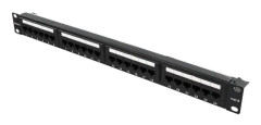 DELTACO PAN-112 - Patch-panel - rackmontering - CAT 6 - UTP - RJ-45 X 24 - svart - 1U - 19"