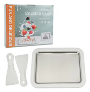 Mini rullad glassmaskin för yoghurt i rostfritt stål, omedelbar kall platta med skrapa 26x21x3,2 cm