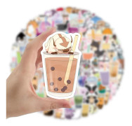 100 Boba-klistermärken, söta klistermärken med bubbelte, vinylklistermärken med Boba-te, mjölkklistermärken