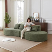 Modulsoffa 2-delad i skum, ramlös soffa med memory foam, avtagbar tvättbar teddyfleece, modern minimalistisk soffa