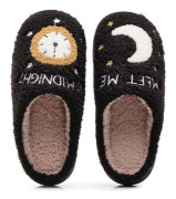 Mjuka tofflor för kvinnor och män, varma och bekväma plyschtofflor med päls, dämpning, slip-on innetofflor för inomhus och utomhus Midnight Black 2.5/3