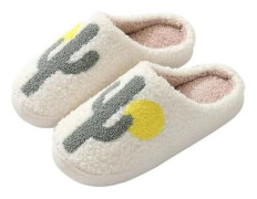bolukets Mjuka Tofflor för Kvinnor och Män, Varma och Bekväma Plyschtofflor med Ludd, Kudde, Slip-on Hustomtar för Inomhus- och Utomhusbruk, Cactus_max Cactus 2.5/3