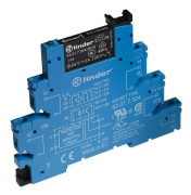 FINDER smalt relä 6,2 mm komplett med sockel och relä 1CO 6A (AgNi) 12V DC spänning för spole AgNi kontaktset för montage på DIN-skena