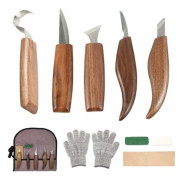 10-delars verktygssats för träsnideri i kolstål med krokkniv, professionell snidkniv, trägraveringsverktyg för träbearbetning