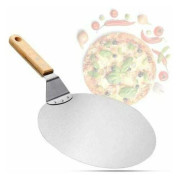 Pizzaspade i rostfritt stål – Trähandtag – Ø 25,5 cm – För pizzor, tarte flambée och bröd – Rund design