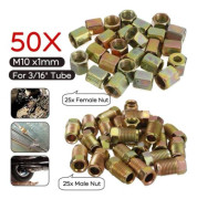 Galvanized Iron 10mm x 1mm, Pack of 50 Brake Fittings (25 Male + 25 Female)