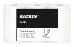 Toalettpapper, Katrin Basic, 1-lagers, 80m x 9,7cm, Ø11,8cm, oblekt - (7 förpackningar x 6 rullar/kartong)