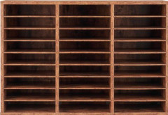 Litteraturorganisatör, 27 fack, 80x29,7x55 cm, brun, förvaringshylla i trä