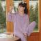 Söta Kanin Pyjamas Dam Söt Kawaii Långärmad Långbyxor Sjalkrage Höst Vinter Pyjamas Dam Sovkläder Flickor Pijamas 2XL