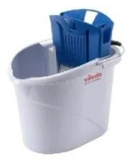 Vileda UltraSpeed Mini hink 10 l med pressare, grå/blå för flatmoppar, 8 set/krt