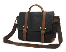 Canvas Laptopväska Business Surfplatta Laptopväska Axelväska Vattentät Portfölj 15 inches. svart