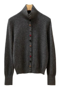 Moderna Turtleneck Färgknappar Cardigan för Kvinnor i Koreansk Stil med Minimalistisk Stickad Tröja för Pendling Höst och Vinter XL