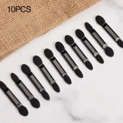 10 st Makeup Double-end Eye Shadow Eyeliner Brush Sponge Applicator Tool svart