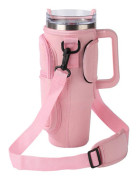 Stanley 40 Oz Isolerad Tumlarhållare Rosa Halkfri Bärbar Dubbellagers Vattenflaskväska med Handtag