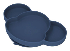 Baby Suction Plate Silicone Thick Edge Skid Resistance Cute Bear Shape Easy to Clean Baby Feeding Bowl for Toddlers Baby Dark Blue