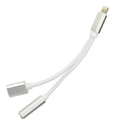USB-adapter Partner Tele.com Lightning - 3,5 mm jack + Lightning - Silver (5901737400680)