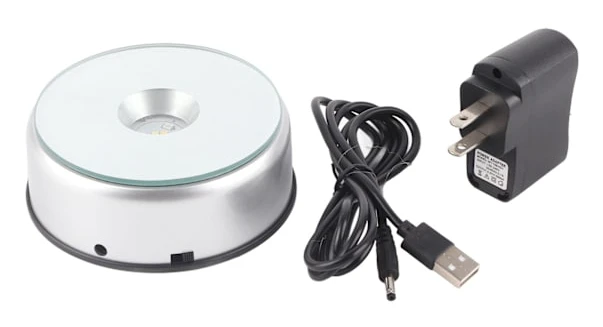 Colorful LED Crystal Display Stand with US Adapter, Silver