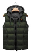 Herrväst Vinter Dunväst Casual Väst Herr Ärmlös Jacka Casual Varm Herrväst Kappa Hatt Avtagbar Ny Stil L