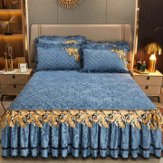 Höst och Vinter Sammet Spets Sängkjolar Tjock Bomull Clip Europeisk Stil Överkast Madrass Halkskyddande Skyddande Överdrag Sängkläder 150x200cm bed skirt