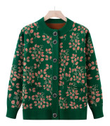 Gammal Mormor Höst och Vinter Tröjrock Mor Plus Sammet Vadderade Varma Kläder Stickad Cardigan Gamla Damkläder 4XL