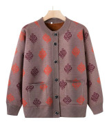 Mormors höst- och vinterkläder plus fluffig tröja kofta för medelålders och äldre kvinnor ny stil mammatröja jacka tjock topp 4XL