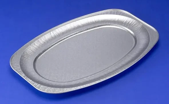 Serveringsbricka Plus Pack oval 548 x 359 x 22 mm aluminium Large förpackning 10 st livsmedelsgodkänd