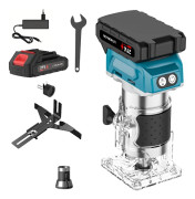 Trådlös träfräs - Kantfräs/Eltrimmer - Borstlös motor - 30000 varv/min - 6,35 mm spännhylsa - 800 W - 1 batteri - Brun