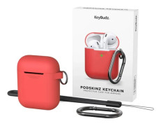 KeyBudz Elevate Keychain - Fodral för trådlösa öronsnäckor - mjuk silikon - röd - för Apple AirPods (1:a generation, 2a generation)