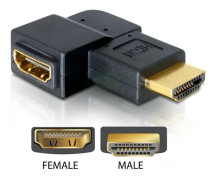  DELOCK HDMI-adapter, 19-pin hane till hona, vinklad
