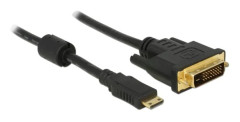 Delock HDMI / DVI Anslutningskabel 1.00 m med ferritkärna, skruvbar, guldpläterad kontakt Svart [1x HDMI hane C Mini - 1
