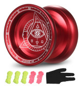 Professionell Yoyo Konkurrenskraftig Aluminium Yoyo Ball Yo Yo Present med snören och handske röd