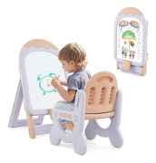Barns konststaffli med stol, 53x42x73-86 cm, lila och rosa , Star