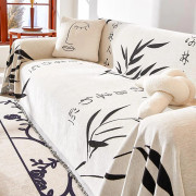 Modern Lätt Lyx Moon Ying Bambu Charm Soffhandduk Chenille Dubbelsidig Tillgänglig Soffkuddfodral Repskyddande Filt 180*420cm